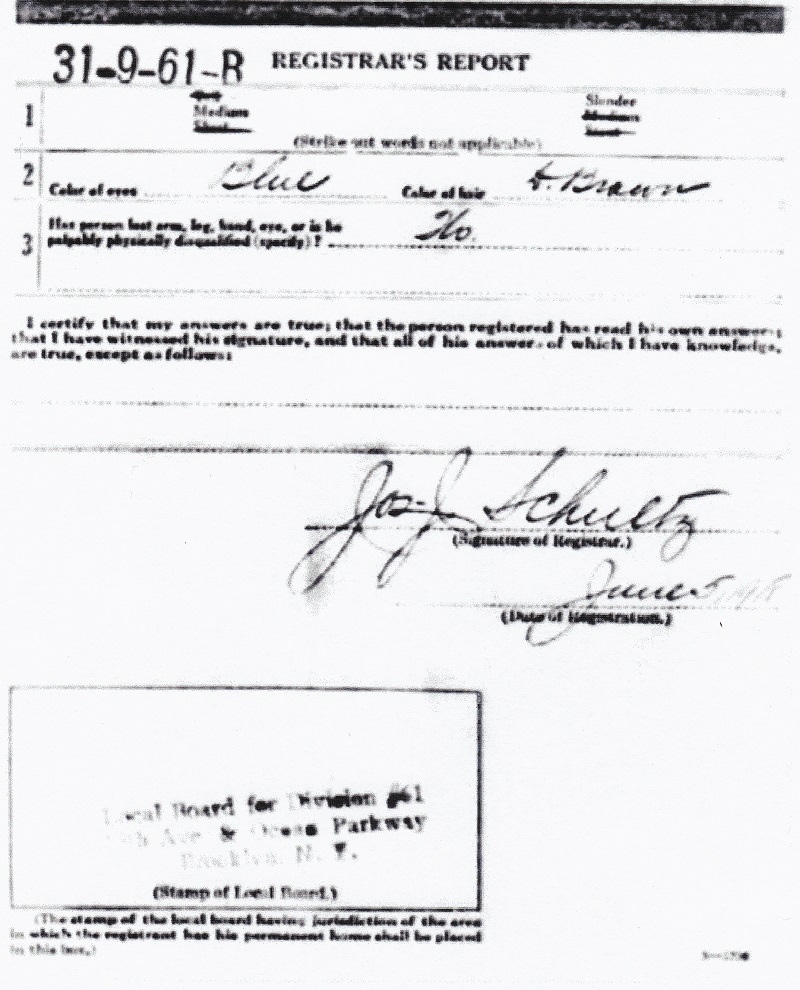 Albert Leier's World War I Draft Registration Card