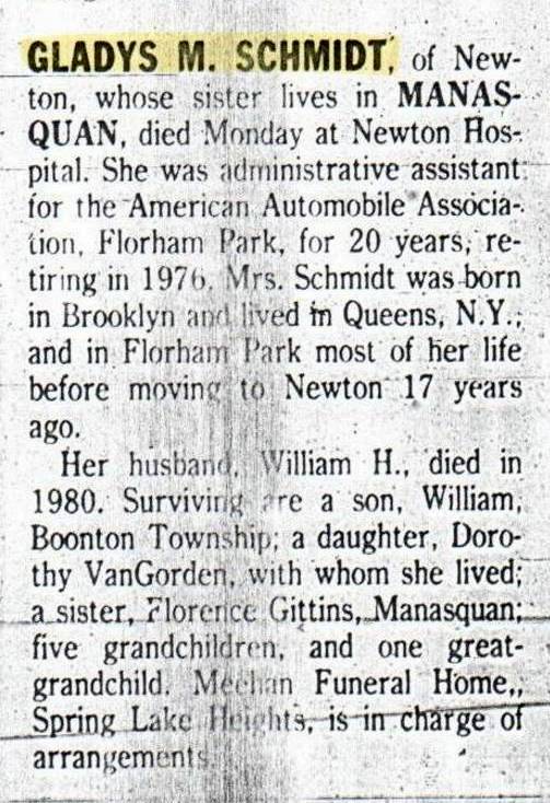 Gladys Berry Schmidt's Obituary
