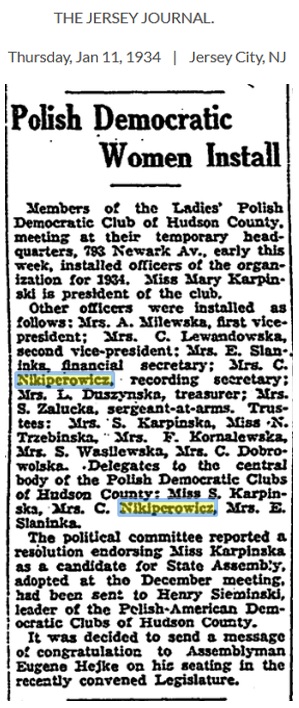 Caroline Kazalski Nikiperowicz 1934