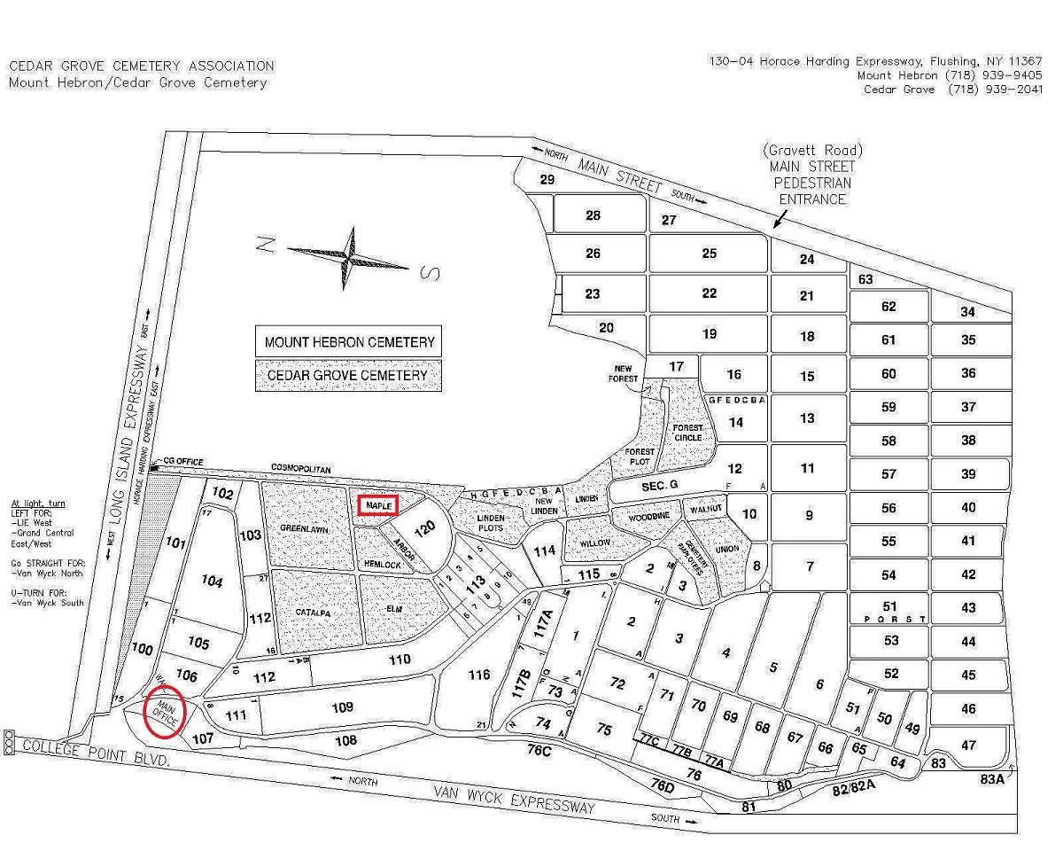 Cedar Grove Cemetery Map