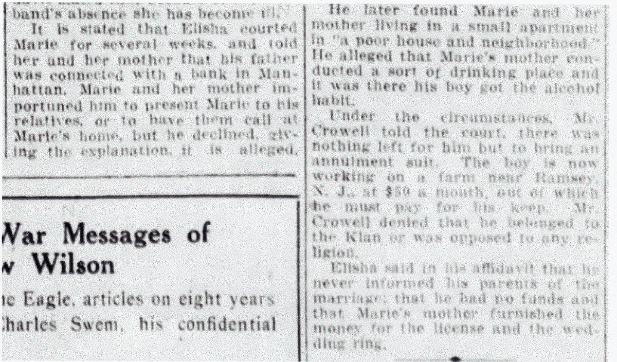 Marie Nowasky and Elisha Crowell Marriage Annulment