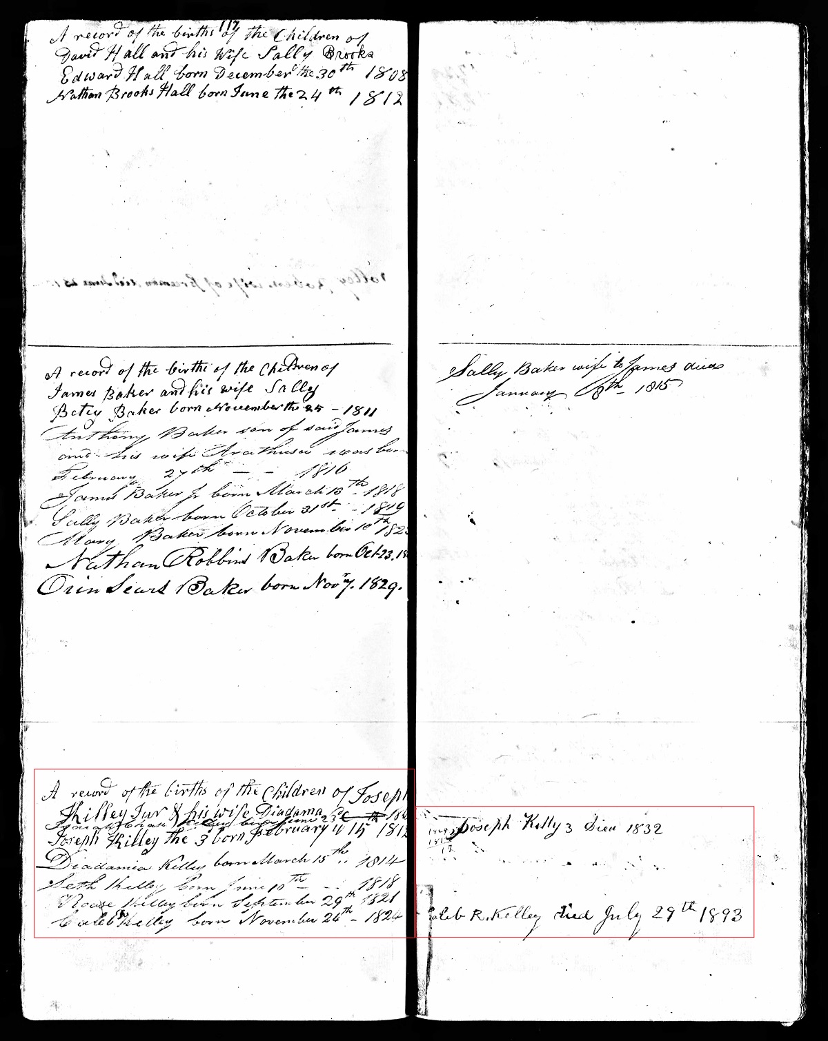 Diadama Kelley Birth Record