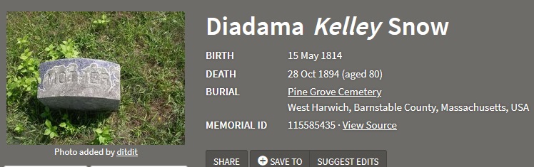 Diadama Kelley Snow Grave