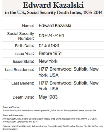 Edward Kazalski SSDI