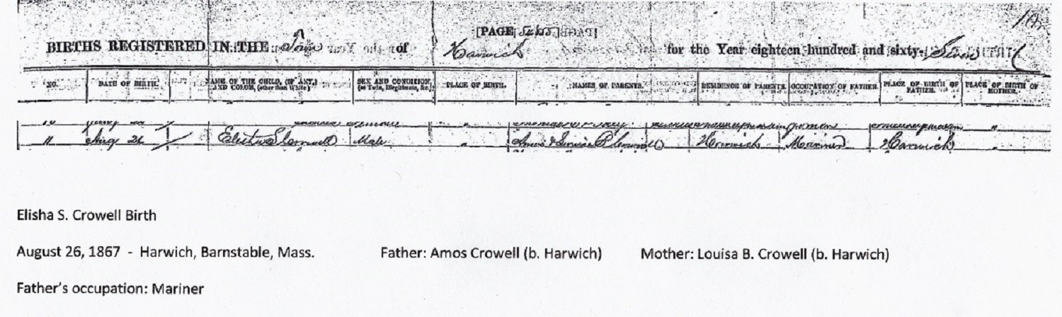Elisha Snow Crowell Birth