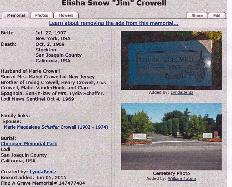 The Cherokee Memorial Park Grave of Elisha Snow Crowell