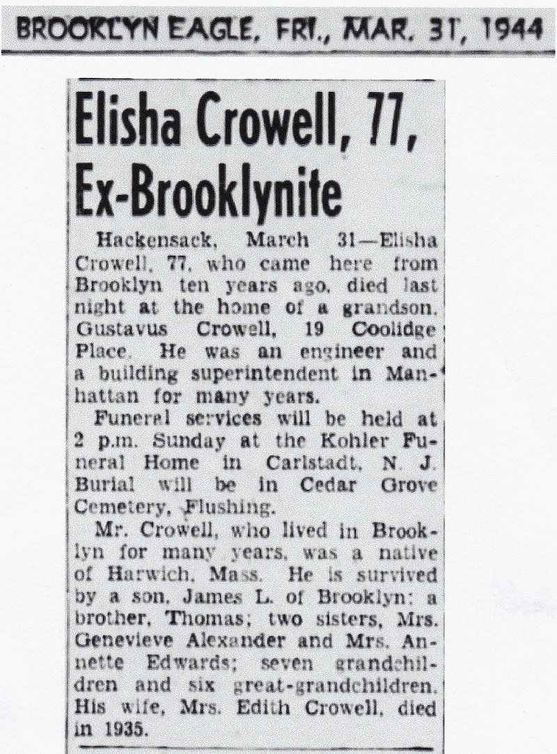 Elisha Snow Crowell Obituary