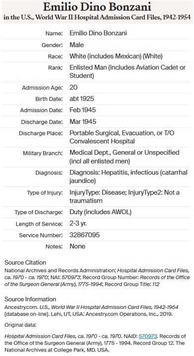 Emilio Bonzani WW2 Military Hospital