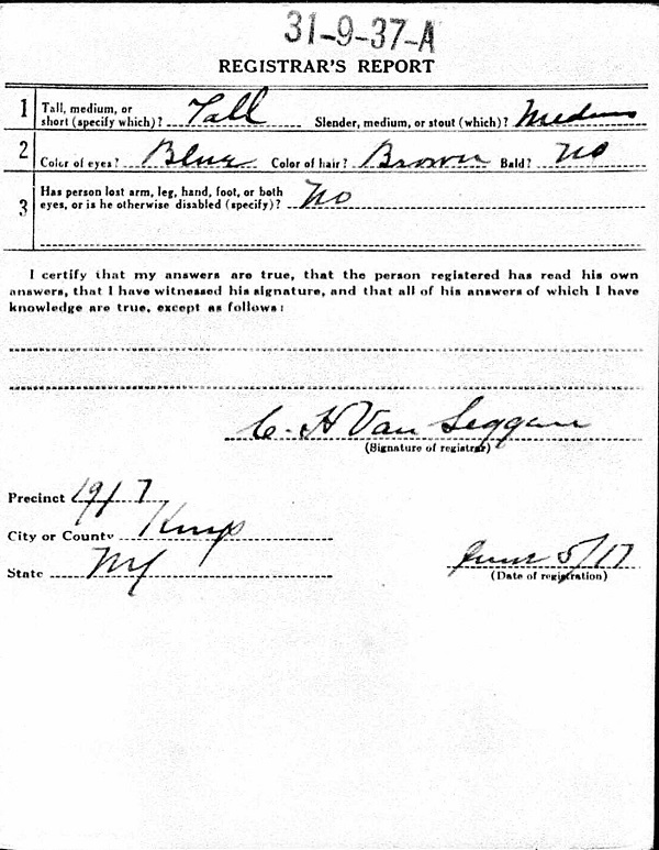Frank Kazalski World War I Draft Registration