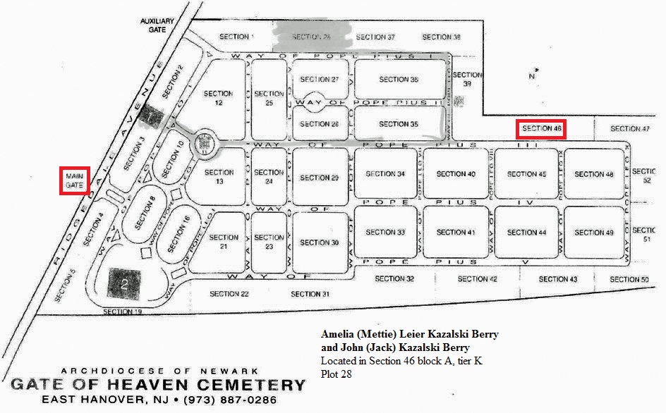 The Gate of Heaven Cemetery Map