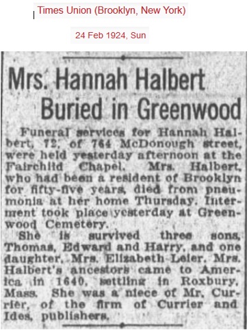 Hannah Currier Halbert's Obituary