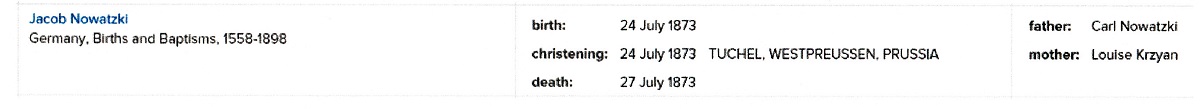 Jacob Nowasky's Birth Record 1