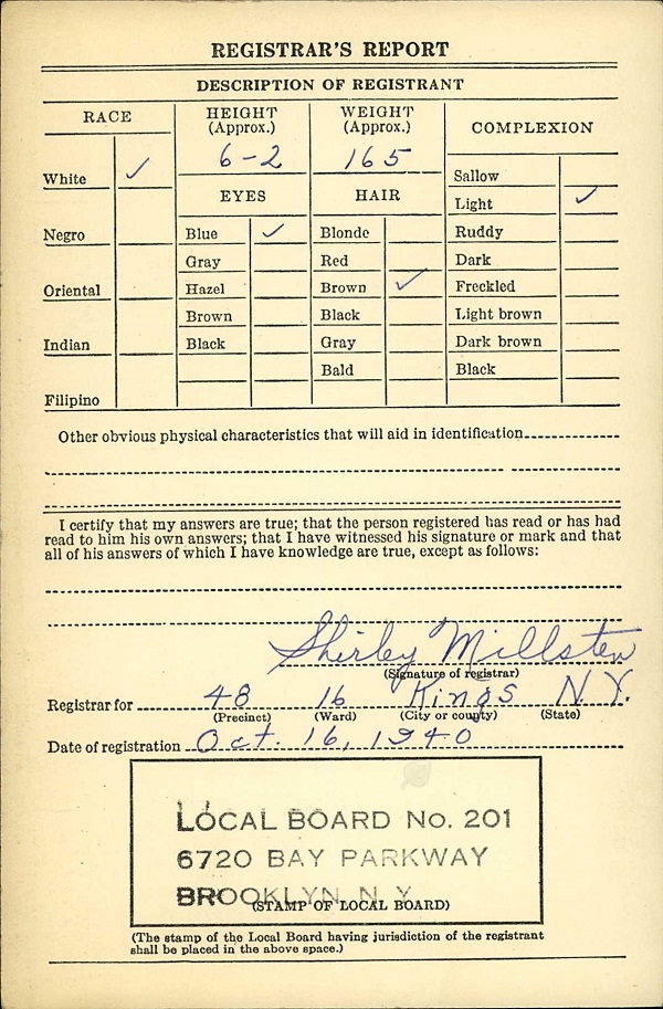 James A. Christian Sr. World War II Draft Registration