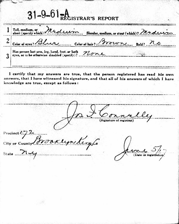 James A. Christian Sr. World War I Draft Registration Card