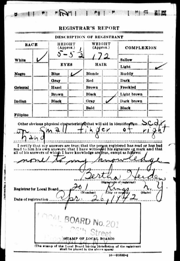 James A. Christian Sr. World War II Draft Registration Card