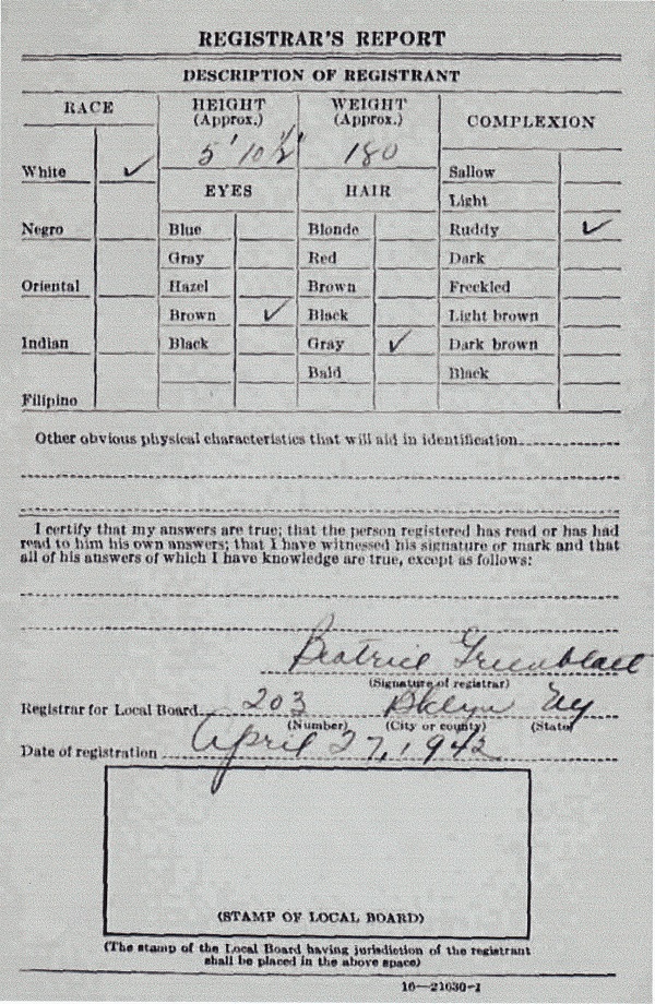 James Lane Crowell's World War II Draft Registration Card