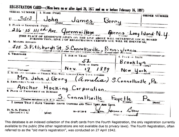 John Berry's World War II Draft Registration Card