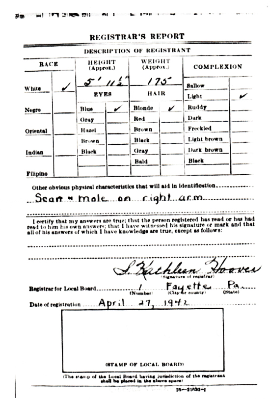 John Berry's World War II Draft Registration Card