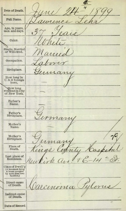 Lawrence Leier's Certificate and Record of Deathh