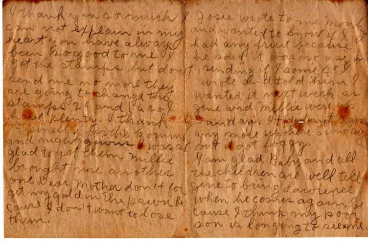 Second & third page of Louisa's first letter