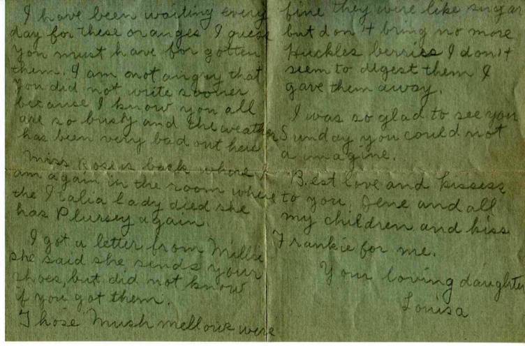 Second and third pages of Louisa's fourth letter