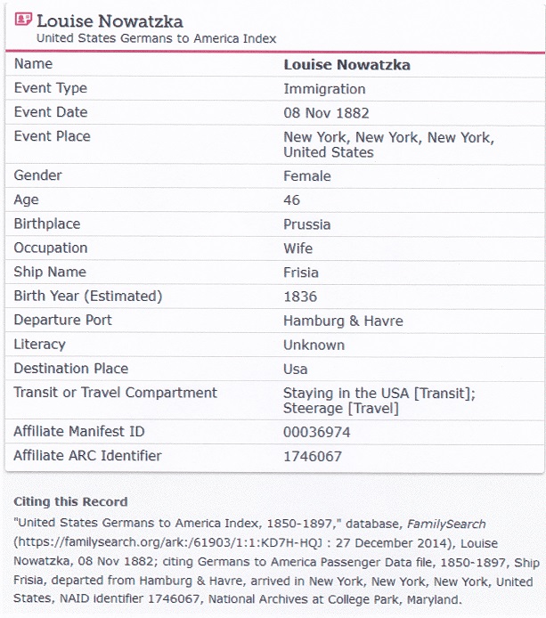 Louise Pubanz Nowasky Immigration Index
