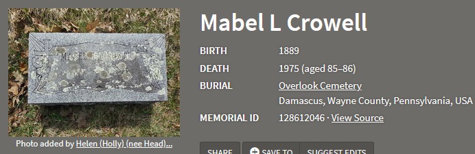 Mabel Mead Crowell Cemetery