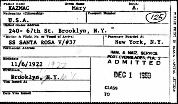 Mary Ann Kazalski 1959