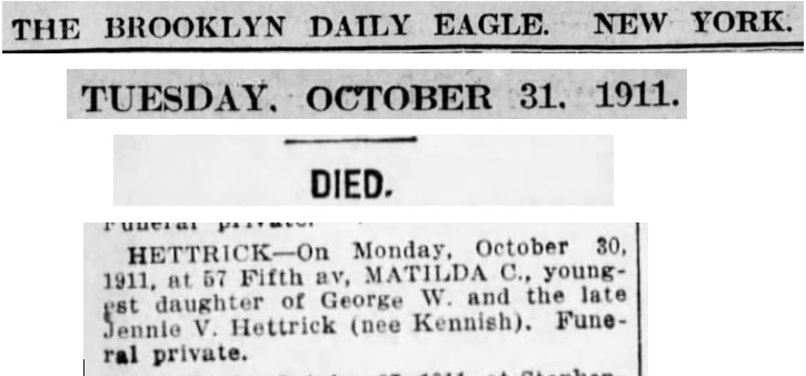 Matilda Hettrick Obit