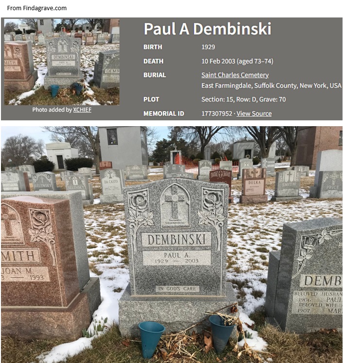 Paul Dembinski Jr. Cemetery Record