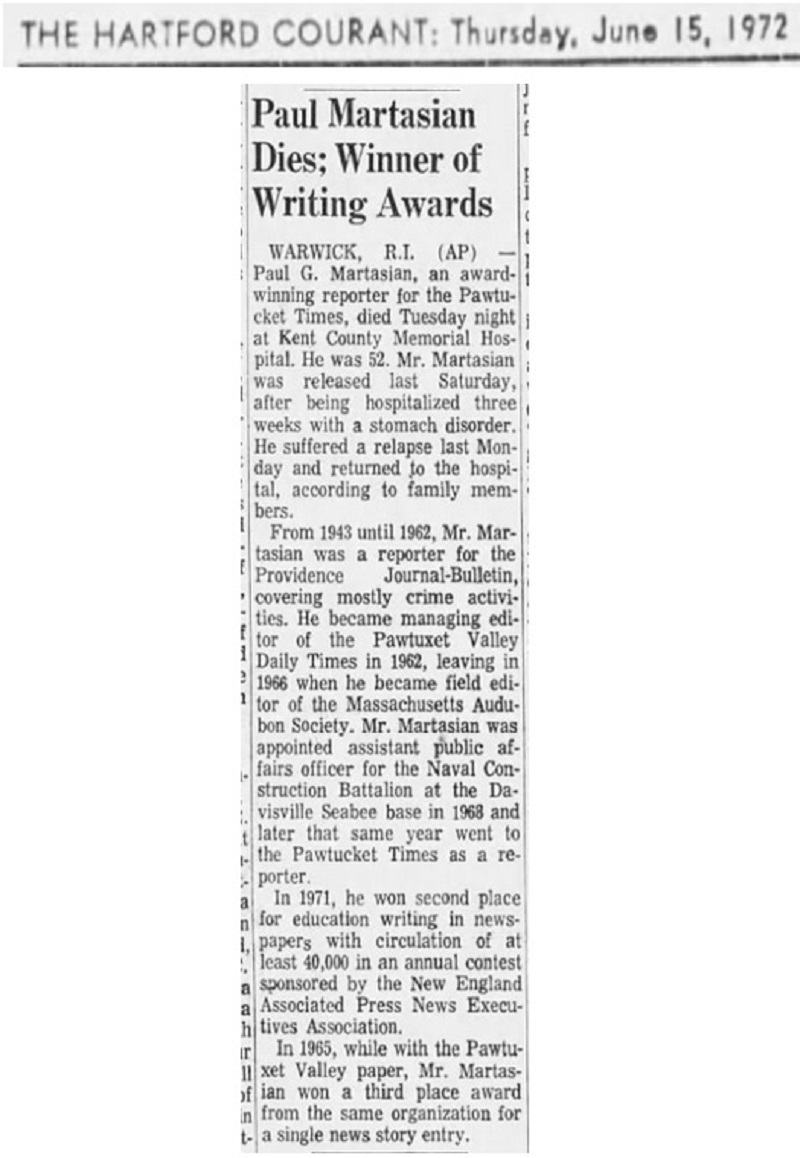 Paul G. Martasian Obituary