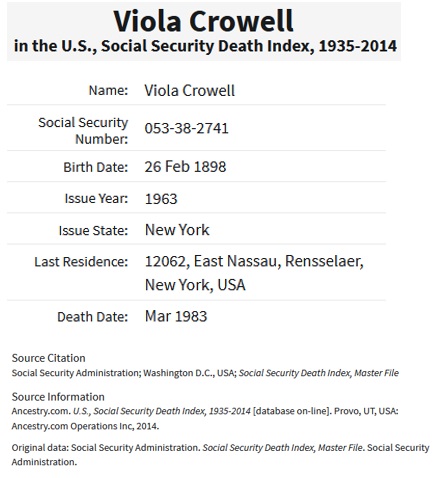 Viola D. Crowell SSDI