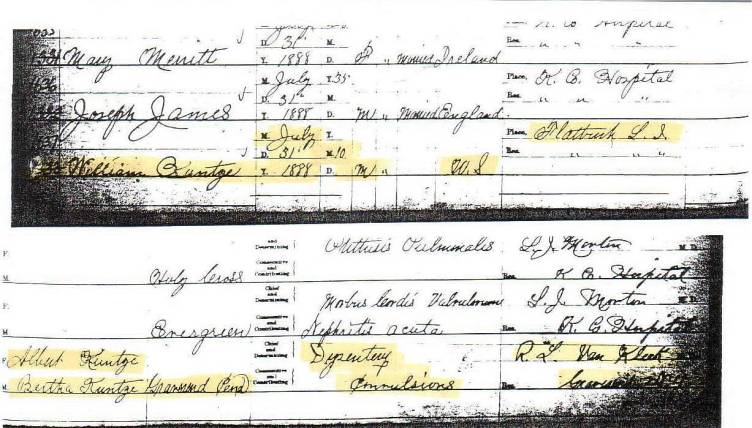 William Kuntze's Record of Death
