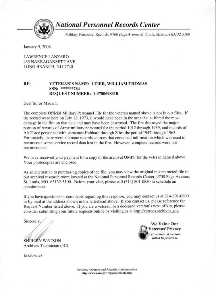 William Thomas Leier's Military Records (Reconstruction)