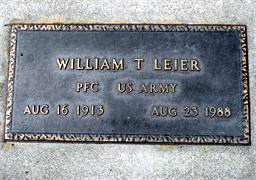 Grave marker for William T. Leier at Diamond Crest Cemetery